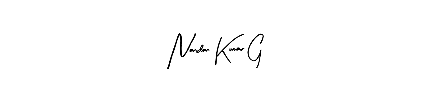 The best way (Arty Signature) to make a short signature is to pick only two or three words in your name. The name Nandan Kumar G include a total of six letters. For converting this name. Nandan Kumar G signature style 8 images and pictures png