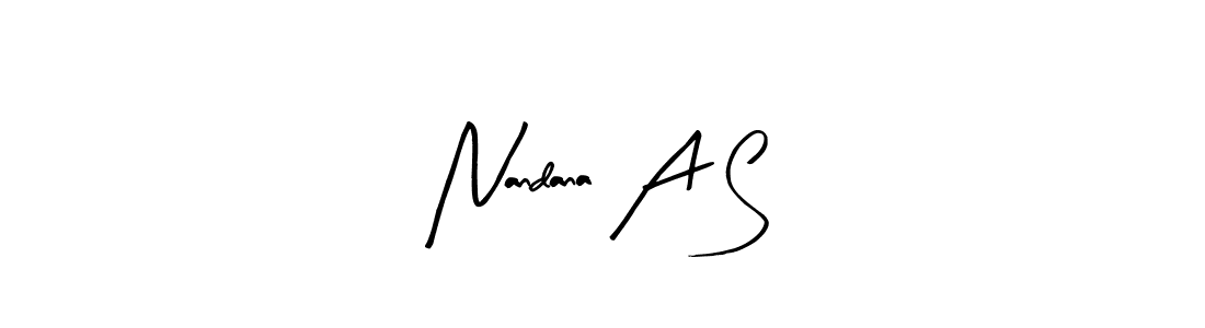 Use a signature maker to create a handwritten signature online. With this signature software, you can design (Arty Signature) your own signature for name Nandana A S. Nandana A S signature style 8 images and pictures png