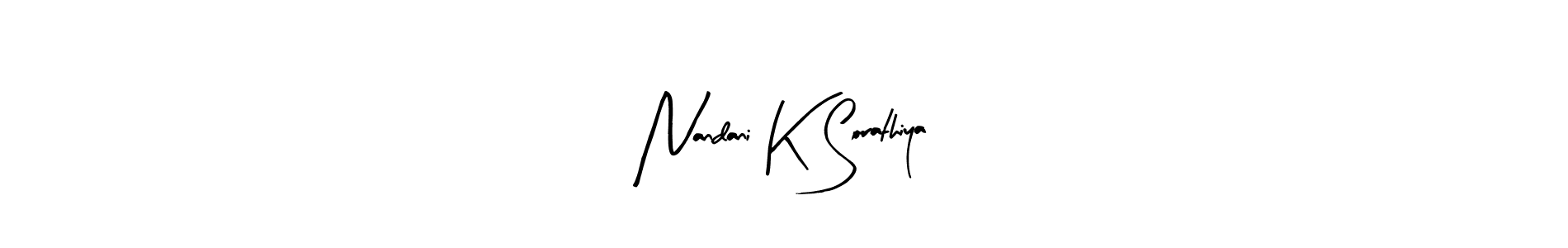 Make a beautiful signature design for name Nandani K Sorathiya. With this signature (Arty Signature) style, you can create a handwritten signature for free. Nandani K Sorathiya signature style 8 images and pictures png