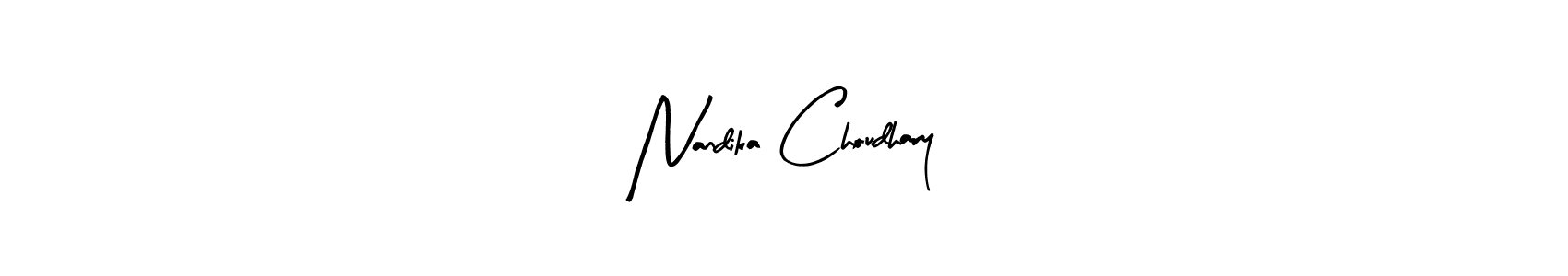 How to make Nandika Choudhary name signature. Use Arty Signature style for creating short signs online. This is the latest handwritten sign. Nandika Choudhary signature style 8 images and pictures png