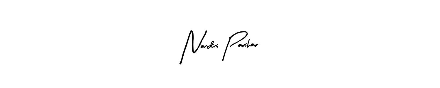 Arty Signature is a professional signature style that is perfect for those who want to add a touch of class to their signature. It is also a great choice for those who want to make their signature more unique. Get Nandini Parihar name to fancy signature for free. Nandini Parihar signature style 8 images and pictures png
