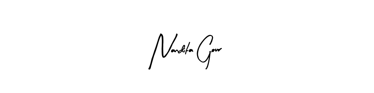 The best way (Arty Signature) to make a short signature is to pick only two or three words in your name. The name Nandita Gour include a total of six letters. For converting this name. Nandita Gour signature style 8 images and pictures png