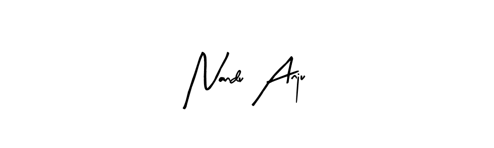 The best way (Arty Signature) to make a short signature is to pick only two or three words in your name. The name Nandu Anju include a total of six letters. For converting this name. Nandu Anju signature style 8 images and pictures png