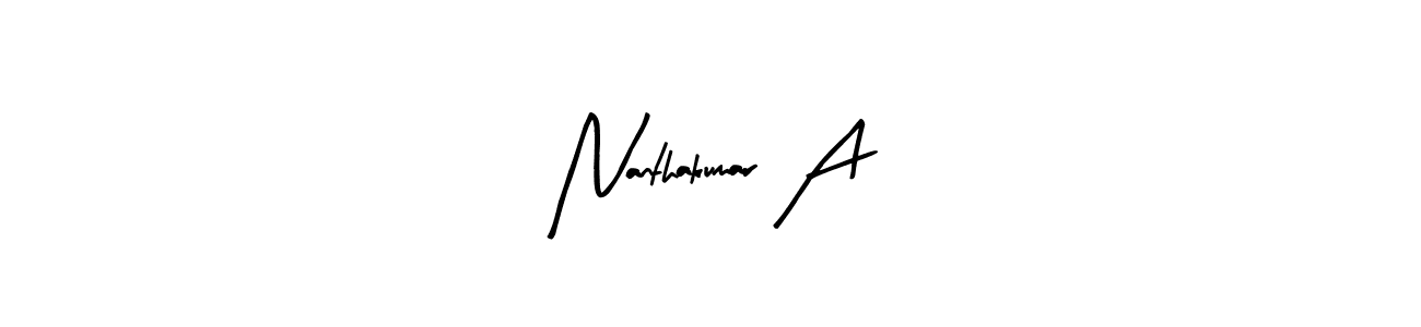 Design your own signature with our free online signature maker. With this signature software, you can create a handwritten (Arty Signature) signature for name Nanthakumar A. Nanthakumar A signature style 8 images and pictures png