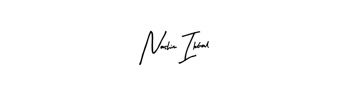 How to make Nashim Ikbal name signature. Use Arty Signature style for creating short signs online. This is the latest handwritten sign. Nashim Ikbal signature style 8 images and pictures png