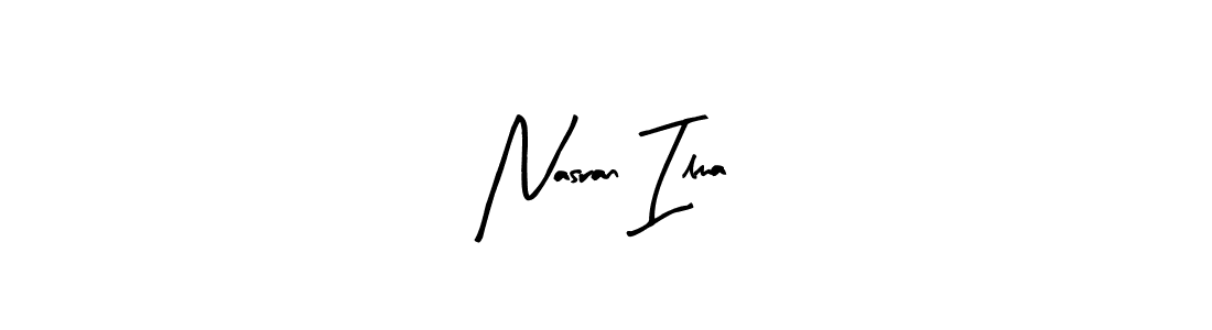 The best way (Arty Signature) to make a short signature is to pick only two or three words in your name. The name Nasran Ilma include a total of six letters. For converting this name. Nasran Ilma signature style 8 images and pictures png