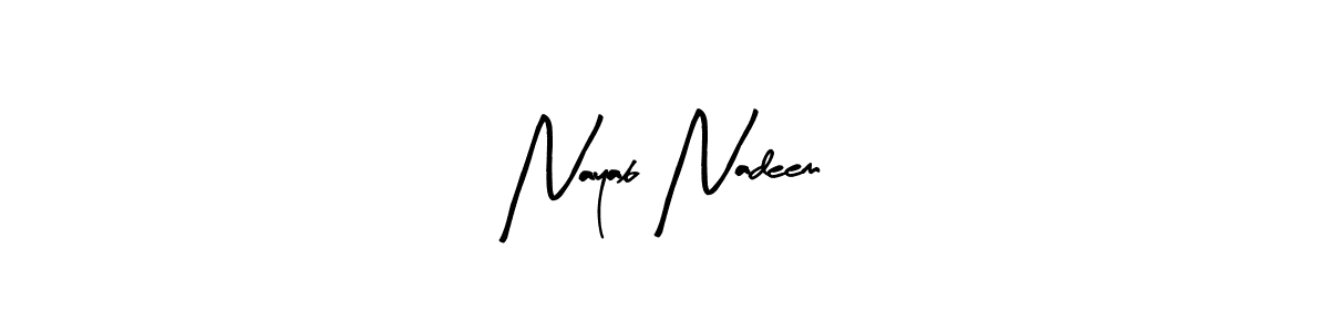 The best way (Arty Signature) to make a short signature is to pick only two or three words in your name. The name Nayab Nadeem include a total of six letters. For converting this name. Nayab Nadeem signature style 8 images and pictures png