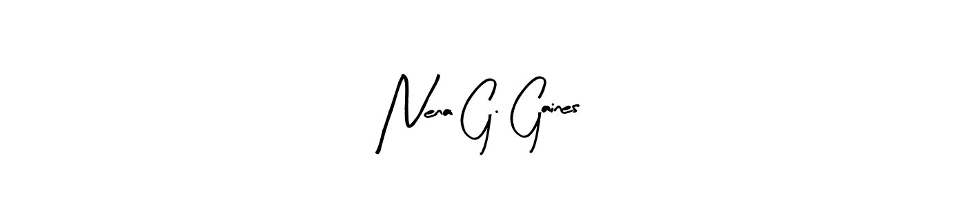 The best way (Arty Signature) to make a short signature is to pick only two or three words in your name. The name Nena G. Gaines include a total of six letters. For converting this name. Nena G. Gaines signature style 8 images and pictures png