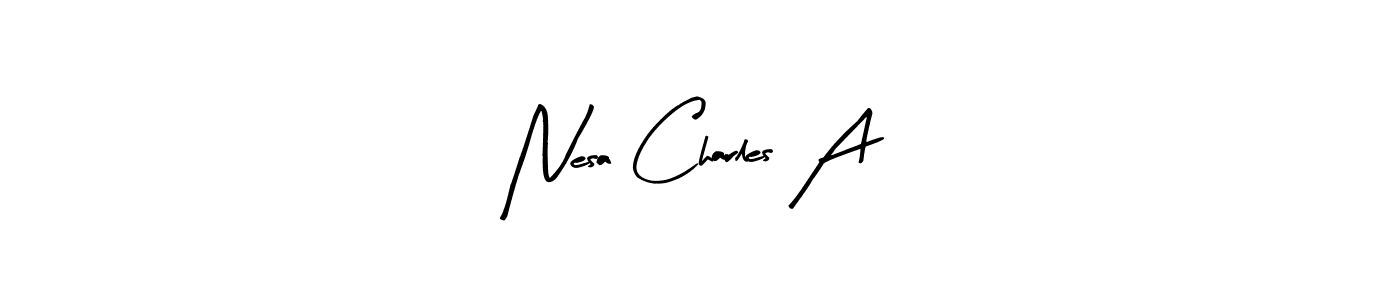 Also You can easily find your signature by using the search form. We will create Nesa Charles A name handwritten signature images for you free of cost using Arty Signature sign style. Nesa Charles A signature style 8 images and pictures png