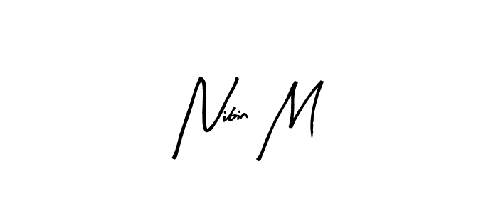 How to make Nibin M name signature. Use Arty Signature style for creating short signs online. This is the latest handwritten sign. Nibin M signature style 8 images and pictures png