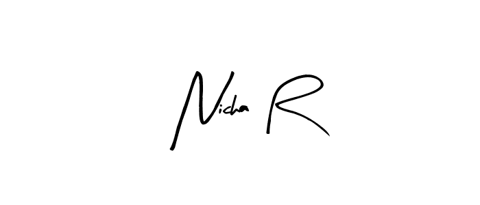 The best way (Arty Signature) to make a short signature is to pick only two or three words in your name. The name Nicha R include a total of six letters. For converting this name. Nicha R signature style 8 images and pictures png