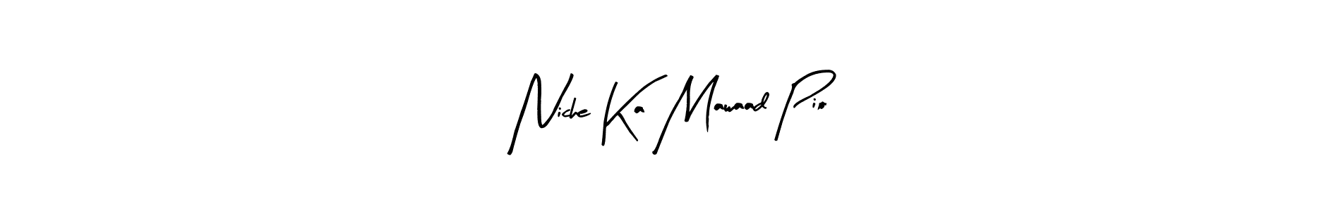 Arty Signature is a professional signature style that is perfect for those who want to add a touch of class to their signature. It is also a great choice for those who want to make their signature more unique. Get Niche Ka Mawaad Pio name to fancy signature for free. Niche Ka Mawaad Pio signature style 8 images and pictures png