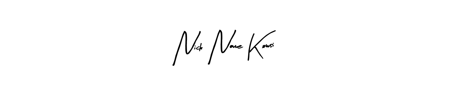 Similarly Arty Signature is the best handwritten signature design. Signature creator online .You can use it as an online autograph creator for name Nick Name Kowsi. Nick Name Kowsi signature style 8 images and pictures png