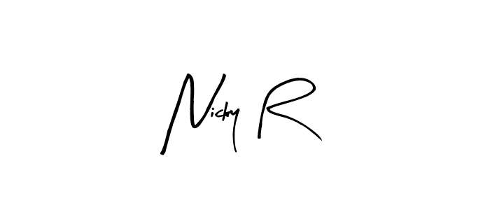 The best way (Arty Signature) to make a short signature is to pick only two or three words in your name. The name Nicky R include a total of six letters. For converting this name. Nicky R signature style 8 images and pictures png