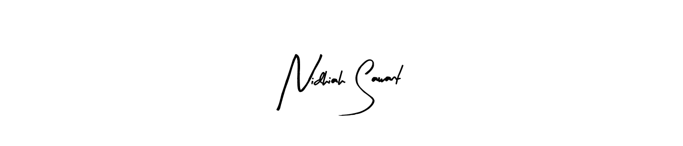 How to make Nidhiah Sawant name signature. Use Arty Signature style for creating short signs online. This is the latest handwritten sign. Nidhiah Sawant signature style 8 images and pictures png