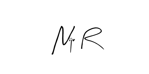 You should practise on your own different ways (Arty Signature) to write your name (Niju R) in signature. don't let someone else do it for you. Niju R signature style 8 images and pictures png