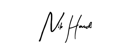 The best way (Arty Signature) to make a short signature is to pick only two or three words in your name. For converting this name Nik Hamdi. Nik Hamdi signature style 8 images and pictures png