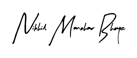 Create your official email sign-off with Nikhil Manohar Bhoye name in Arty Signature style. Crisp, clean, and perfectly legible across all screens. Nikhil Manohar Bhoye signature style 8 images and pictures png