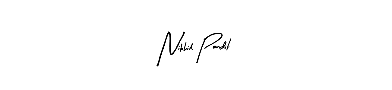 if you are searching for the best signature style for your name Nikhil Pandit. so please give up your signature search. here we have designed multiple signature styles  using Arty Signature. Nikhil Pandit signature style 8 images and pictures png