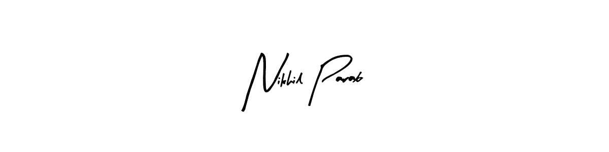 How to make Nikhil Parab name signature. Use Arty Signature style for creating short signs online. This is the latest handwritten sign. Nikhil Parab signature style 8 images and pictures png