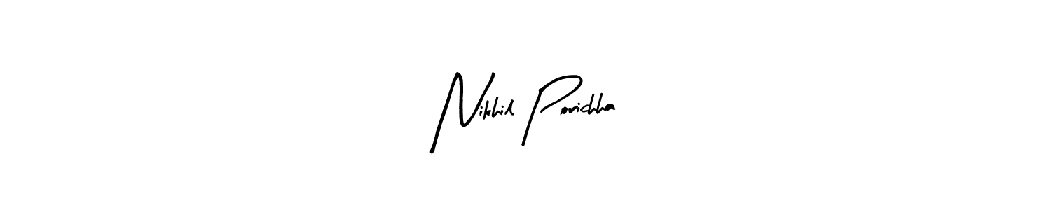 Arty Signature is a professional signature style that is perfect for those who want to add a touch of class to their signature. It is also a great choice for those who want to make their signature more unique. Get Nikhil Porichha name to fancy signature for free. Nikhil Porichha signature style 8 images and pictures png