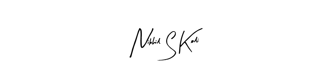 if you are searching for the best signature style for your name Nikhil S Koli. so please give up your signature search. here we have designed multiple signature styles  using Arty Signature. Nikhil S Koli signature style 8 images and pictures png