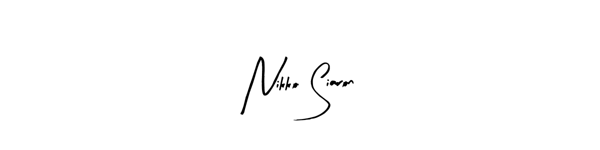 The best way (Arty Signature) to make a short signature is to pick only two or three words in your name. The name Nikko Siaron include a total of six letters. For converting this name. Nikko Siaron signature style 8 images and pictures png