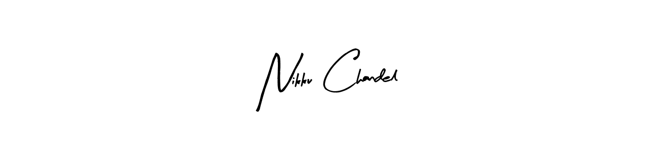 The best way (Arty Signature) to make a short signature is to pick only two or three words in your name. The name Nikku Chandel include a total of six letters. For converting this name. Nikku Chandel signature style 8 images and pictures png