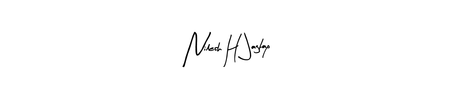 How to make Nilesh H Jagtap name signature. Use Arty Signature style for creating short signs online. This is the latest handwritten sign. Nilesh H Jagtap signature style 8 images and pictures png