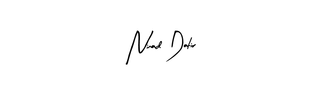 The best way (Arty Signature) to make a short signature is to pick only two or three words in your name. The name Ninad Datir include a total of six letters. For converting this name. Ninad Datir signature style 8 images and pictures png