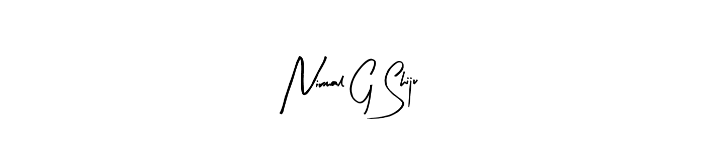 How to make Nirmal G Shiju name signature. Use Arty Signature style for creating short signs online. This is the latest handwritten sign. Nirmal G Shiju signature style 8 images and pictures png