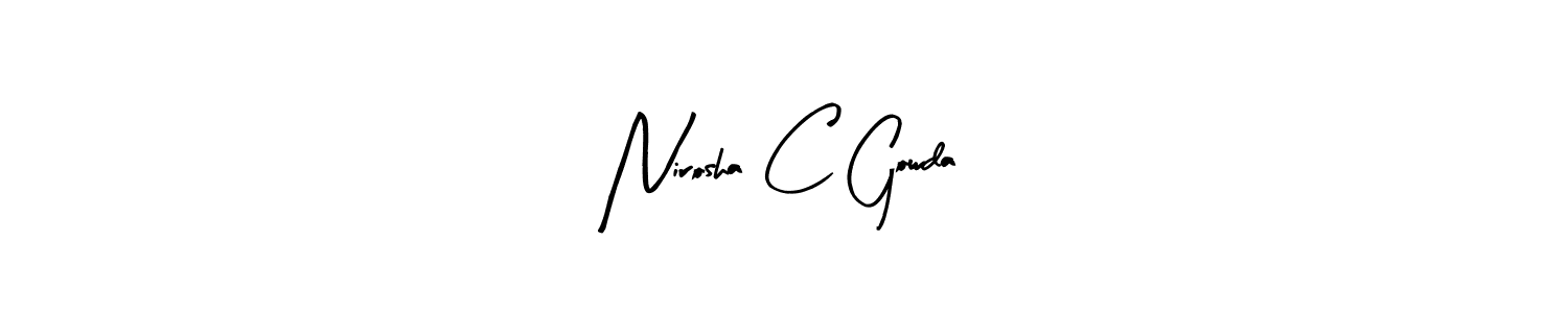 How to make Nirosha C Gowda name signature. Use Arty Signature style for creating short signs online. This is the latest handwritten sign. Nirosha C Gowda signature style 8 images and pictures png