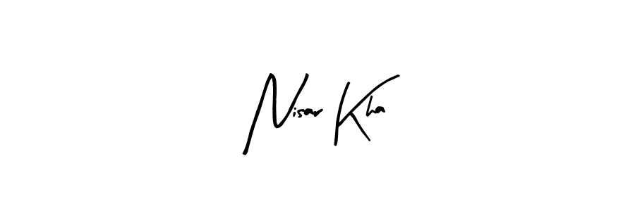 The best way (Arty Signature) to make a short signature is to pick only two or three words in your name. The name Nisar Kha include a total of six letters. For converting this name. Nisar Kha signature style 8 images and pictures png