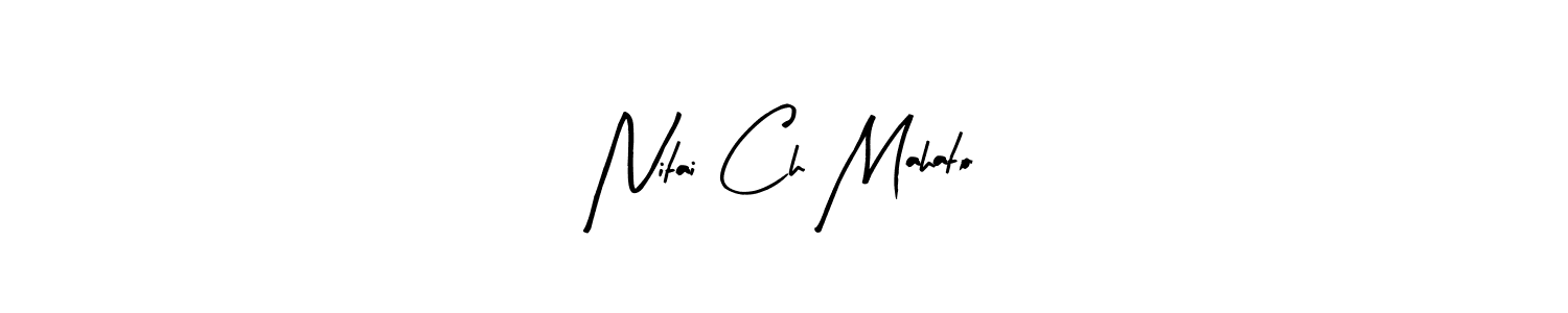 How to make Nitai Ch Mahato name signature. Use Arty Signature style for creating short signs online. This is the latest handwritten sign. Nitai Ch Mahato signature style 8 images and pictures png