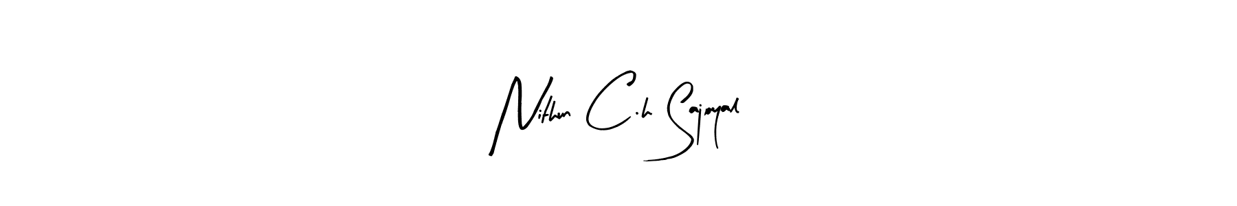 Arty Signature is a professional signature style that is perfect for those who want to add a touch of class to their signature. It is also a great choice for those who want to make their signature more unique. Get Nithun C.h Sajoyal name to fancy signature for free. Nithun C.h Sajoyal signature style 8 images and pictures png