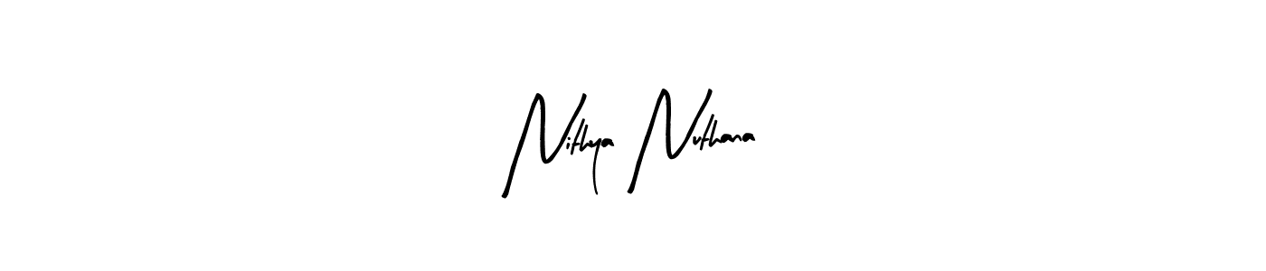 Create a beautiful signature design for name Nithya Nuthana. With this signature (Arty Signature) fonts, you can make a handwritten signature for free. Nithya Nuthana signature style 8 images and pictures png