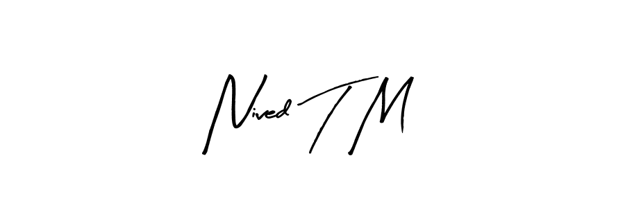 Similarly Arty Signature is the best handwritten signature design. Signature creator online .You can use it as an online autograph creator for name Nived T M. Nived T M signature style 8 images and pictures png