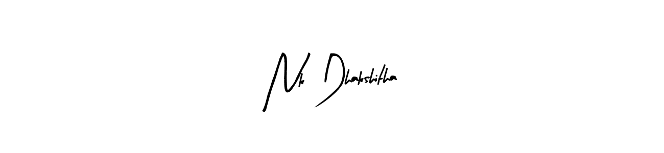 Design your own signature with our free online signature maker. With this signature software, you can create a handwritten (Arty Signature) signature for name Nk Dhakshitha. Nk Dhakshitha signature style 8 images and pictures png