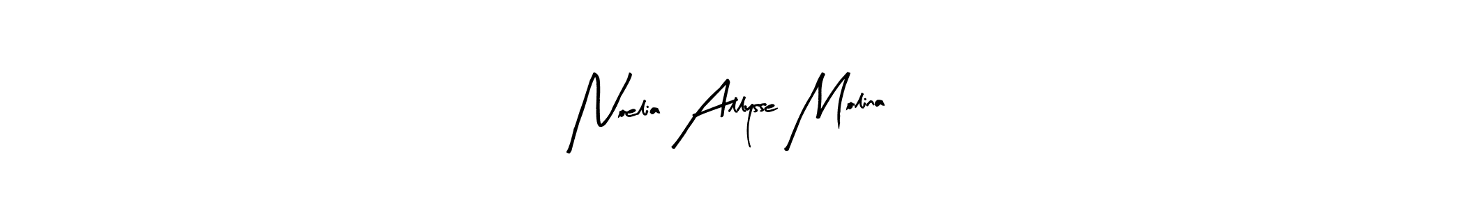 Make a beautiful signature design for name Noelia Allysse Molina. With this signature (Arty Signature) style, you can create a handwritten signature for free. Noelia Allysse Molina signature style 8 images and pictures png