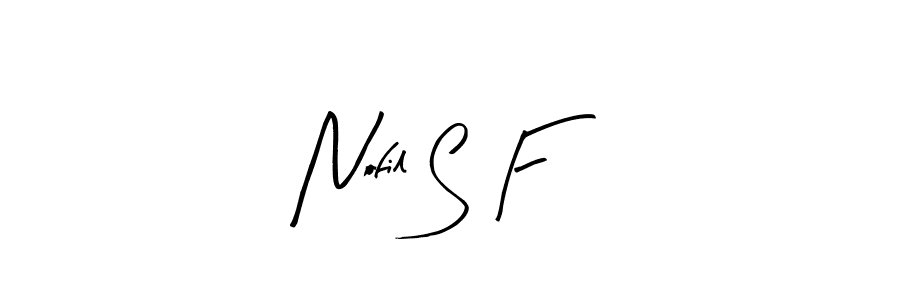 The best way (Arty Signature) to make a short signature is to pick only two or three words in your name. The name Nofil S F include a total of six letters. For converting this name. Nofil S F signature style 8 images and pictures png