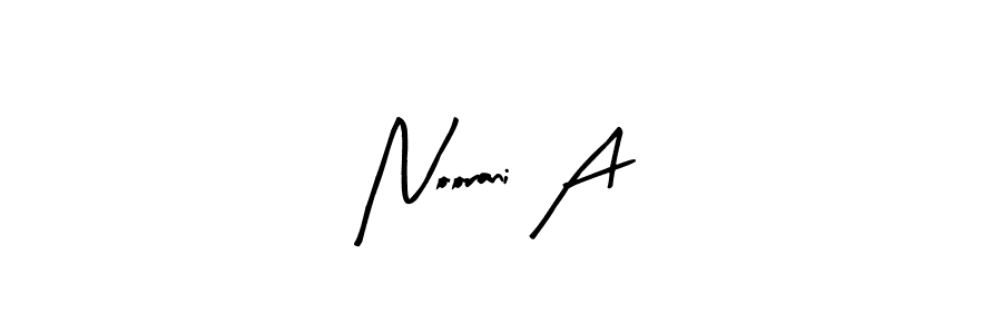 if you are searching for the best signature style for your name Noorani A. so please give up your signature search. here we have designed multiple signature styles  using Arty Signature. Noorani A signature style 8 images and pictures png