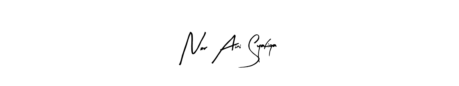 The best way (Arty Signature) to make a short signature is to pick only two or three words in your name. The name Nor Aini Syafiqa include a total of six letters. For converting this name. Nor Aini Syafiqa signature style 8 images and pictures png