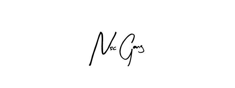 Make a beautiful signature design for name Nsc Gang. With this signature (Arty Signature) style, you can create a handwritten signature for free. Nsc Gang signature style 8 images and pictures png
