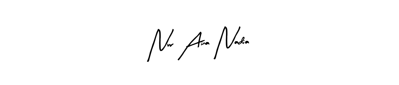 Create a beautiful signature design for name Nur Aina Nadia. With this signature (Arty Signature) fonts, you can make a handwritten signature for free. Nur Aina Nadia signature style 8 images and pictures png