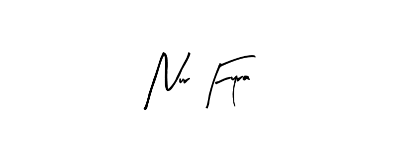 Arty Signature is a professional signature style that is perfect for those who want to add a touch of class to their signature. It is also a great choice for those who want to make their signature more unique. Get Nur Fyra name to fancy signature for free. Nur Fyra signature style 8 images and pictures png