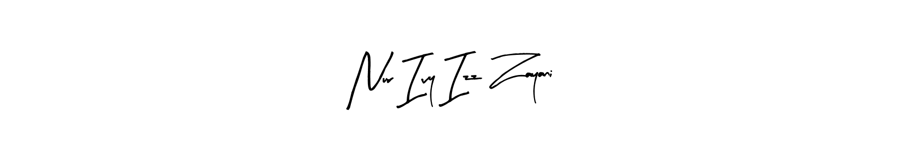 The best way (Arty Signature) to make a short signature is to pick only two or three words in your name. The name Nur Ivy Izz Zayani include a total of six letters. For converting this name. Nur Ivy Izz Zayani signature style 8 images and pictures png