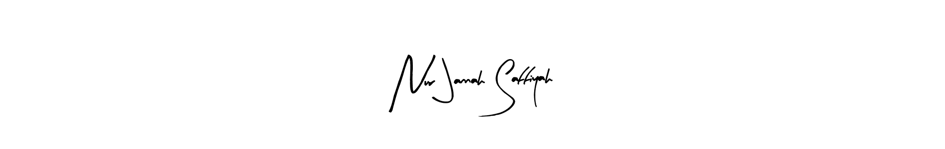 Make a beautiful signature design for name Nur Jannah Saffiyah. With this signature (Arty Signature) style, you can create a handwritten signature for free. Nur Jannah Saffiyah signature style 8 images and pictures png