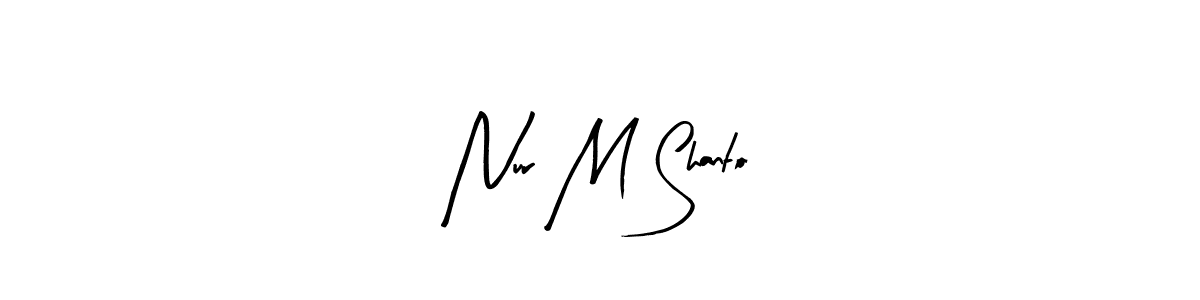 Arty Signature is a professional signature style that is perfect for those who want to add a touch of class to their signature. It is also a great choice for those who want to make their signature more unique. Get Nur M Shanto name to fancy signature for free. Nur M Shanto signature style 8 images and pictures png