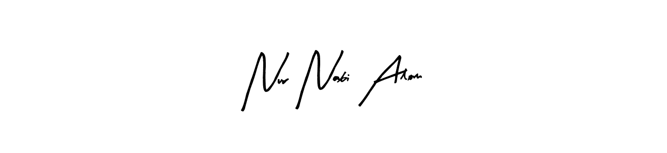 The best way (Arty Signature) to make a short signature is to pick only two or three words in your name. The name Nur Nabi Alom include a total of six letters. For converting this name. Nur Nabi Alom signature style 8 images and pictures png
