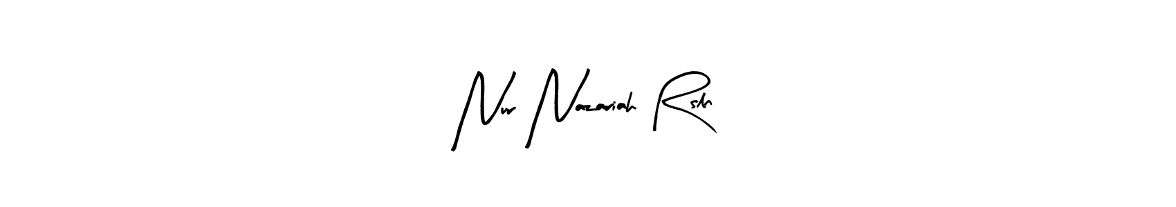 Arty Signature is a professional signature style that is perfect for those who want to add a touch of class to their signature. It is also a great choice for those who want to make their signature more unique. Get Nur Nazariah Rsln name to fancy signature for free. Nur Nazariah Rsln signature style 8 images and pictures png